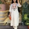 Women's Cotton Ethnic Set with Kurta, Palazzo & Dupatta(L) - Image 3