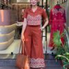 Laidback Luxe ? Embroidered Floral Dress with Printed Touch (M) - Image 4