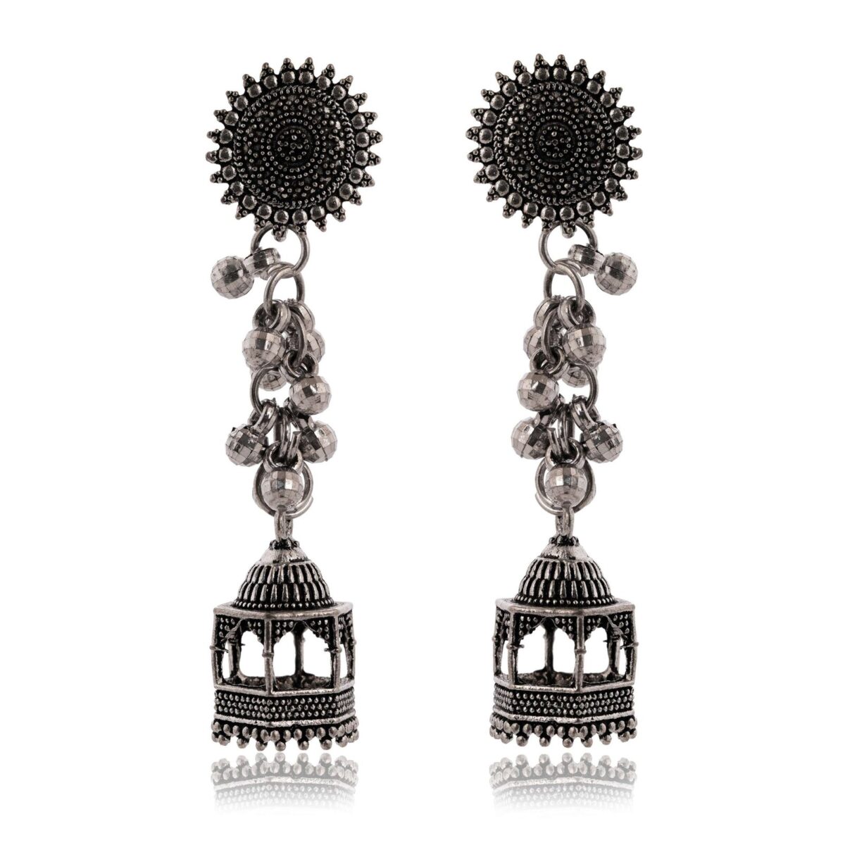 Women's Indian Bollywood Stylish AZ838-OXidised Drop Dangles Earrings Traditional Ethnic Jhumka/Jhumki Earrings for Women - Image 4