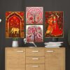 Set of Four Wall Paintings for Wall Dacoration Golden Framed Wall Paintings for Living Room & Bedroom Wall Art for Home Decoration & Office Wall Décor (13x10 inch CH-GD4-3)