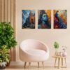 Set of Three Wall Paintings for Wall Dacoration Golden Framed Wall Paintings for Living Room & Bedroom Wall Art for Home Decoration & Office Wall Décor (24x18 inch CH-GD3-8) - Image 2
