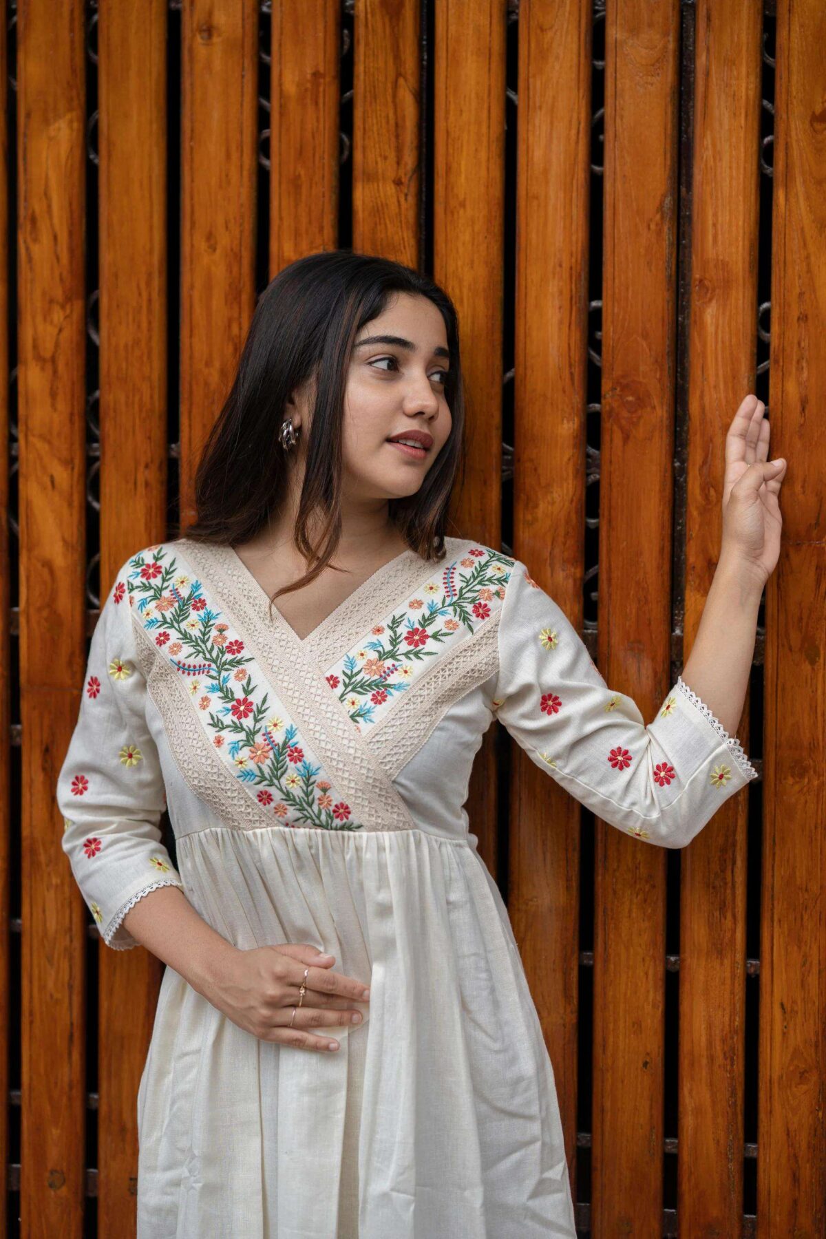 Artfully Adorned ? Women's XXL Dress in Cotton with Floral Embroidery(XL) - Image 2