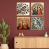 Set of Four Wall Paintings for Wall Dacoration Golden Framed Wall Paintings for Living Room & Bedroom Wall Art for Home Decoration & Office Wall Décor (13x10 inch CH-GD4-8)