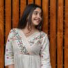 Artfully Adorned ? Women's XXL Dress in Cotton with Floral Embroidery(M) - Image 4